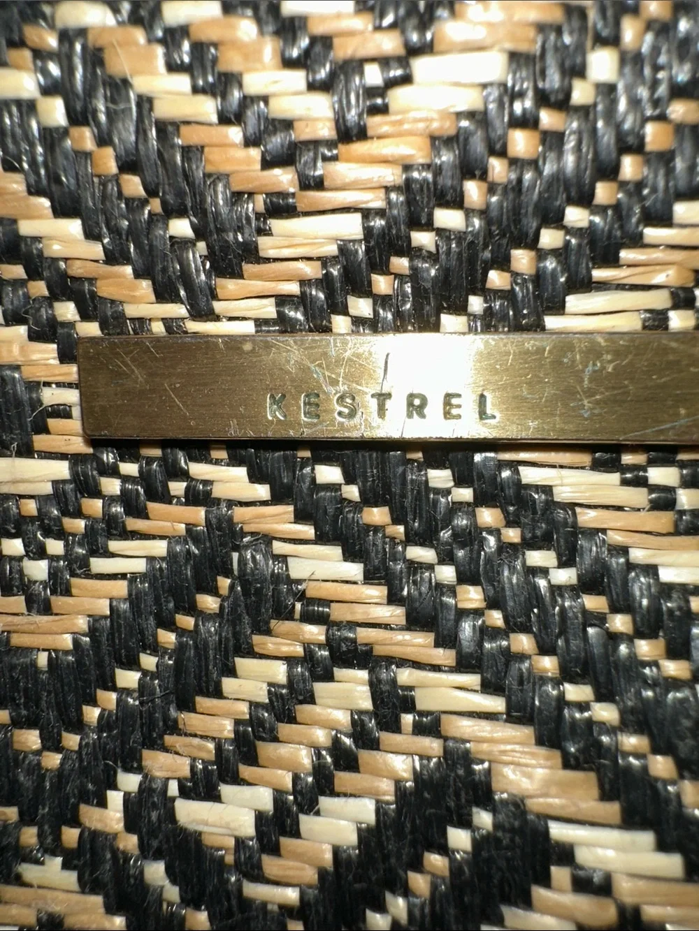 Kestrel woven tribal Gold and Black Geometric Wristlet Clutch like new
